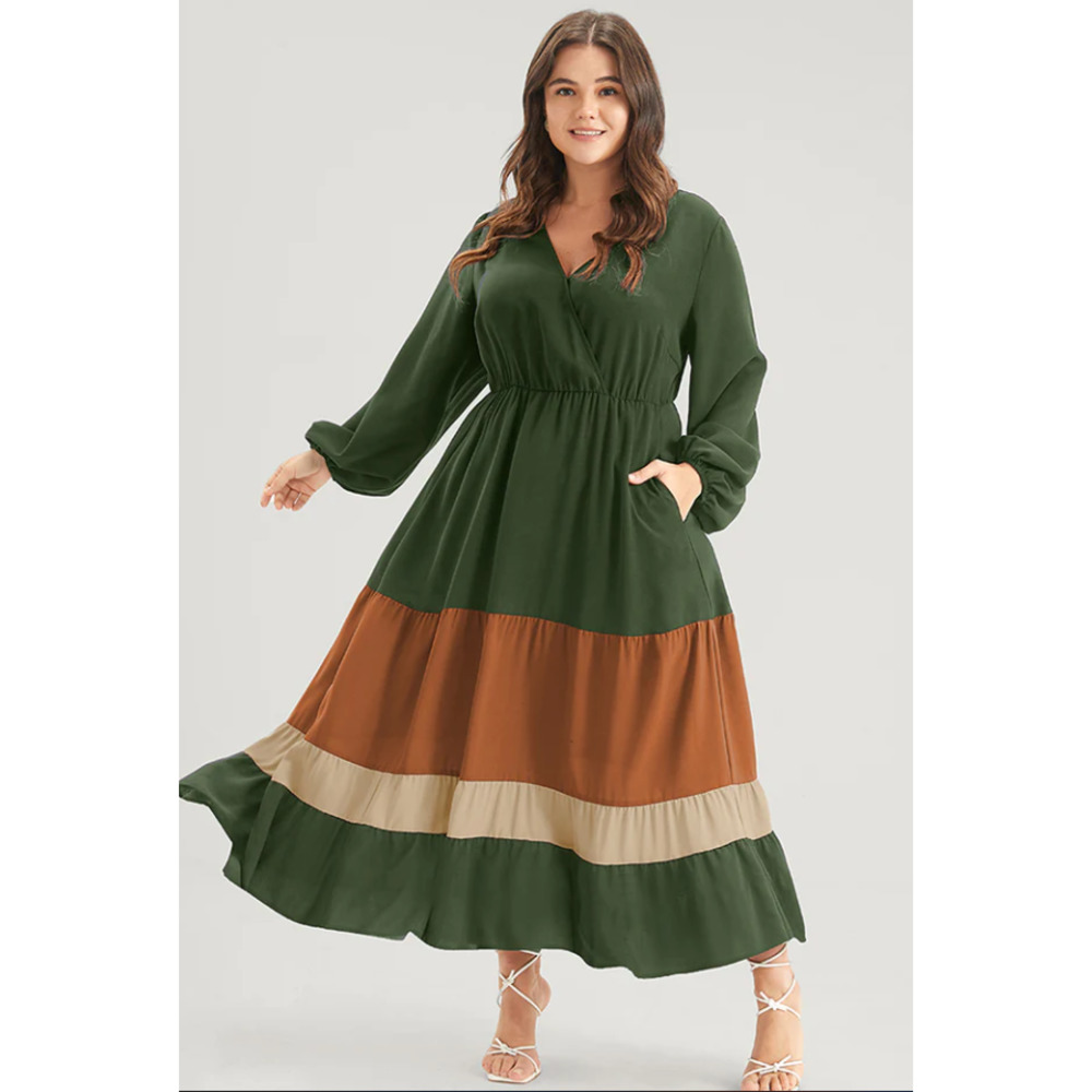 BloomChic Green and Brown Maxi Dress